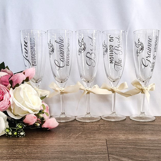 Personalised Wedding Gifts - Wedding Champagne Flutes - Hana Lee Studios